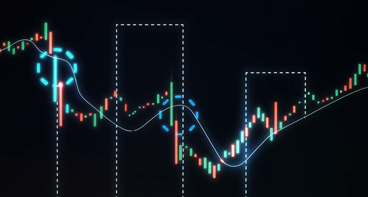 Gráfico de candles da Nasdaq com as zonas de interesse demarcadas antes da abertura